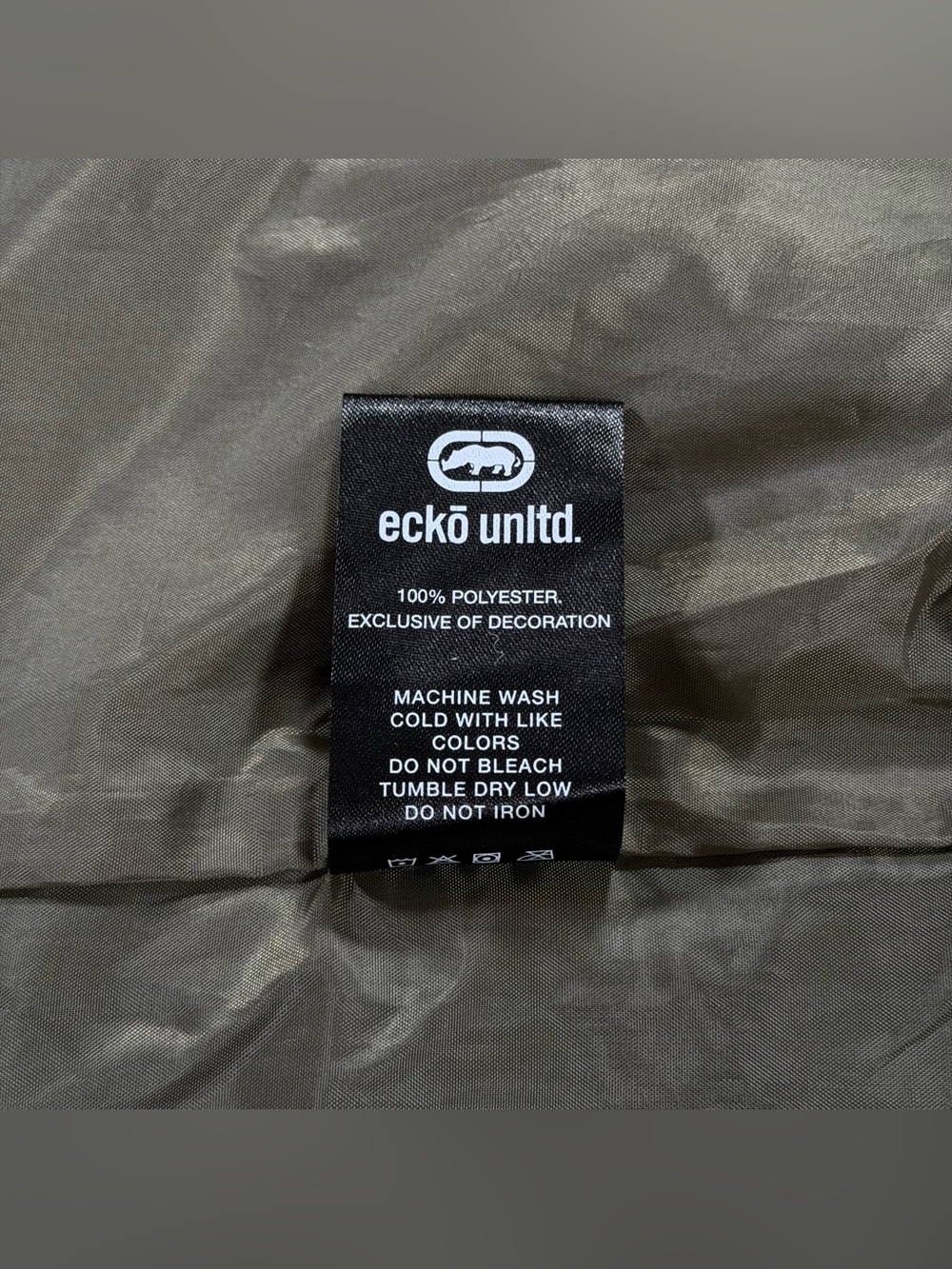 Ecko Unltd Mens Hooded Bomber Jacket Size XL Olive Green Full Zip Windbreaker - Picture 7 of 11